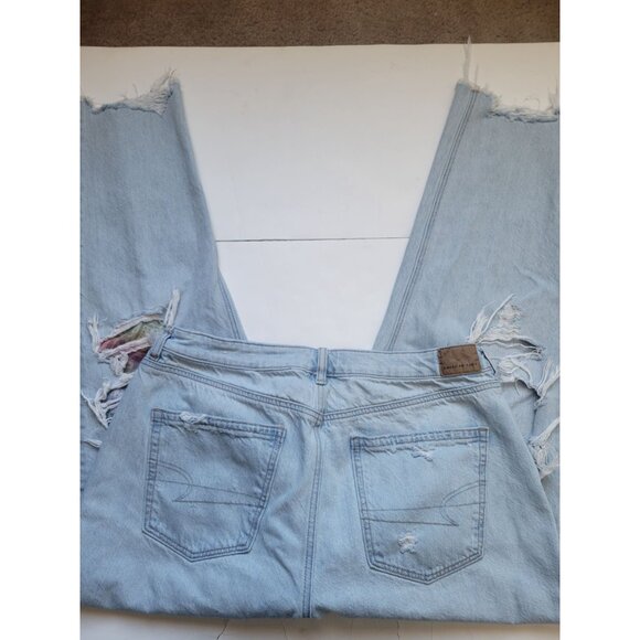 American Eagle Mom Jeans Distressed Patchwork Size 16 Long Y2K 90s Casual Boho - Picture 8 of 10